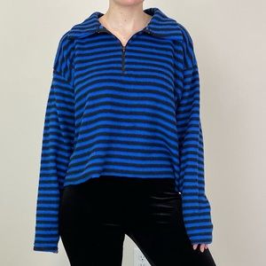 Vintage Black and Blue Striped Pullover
